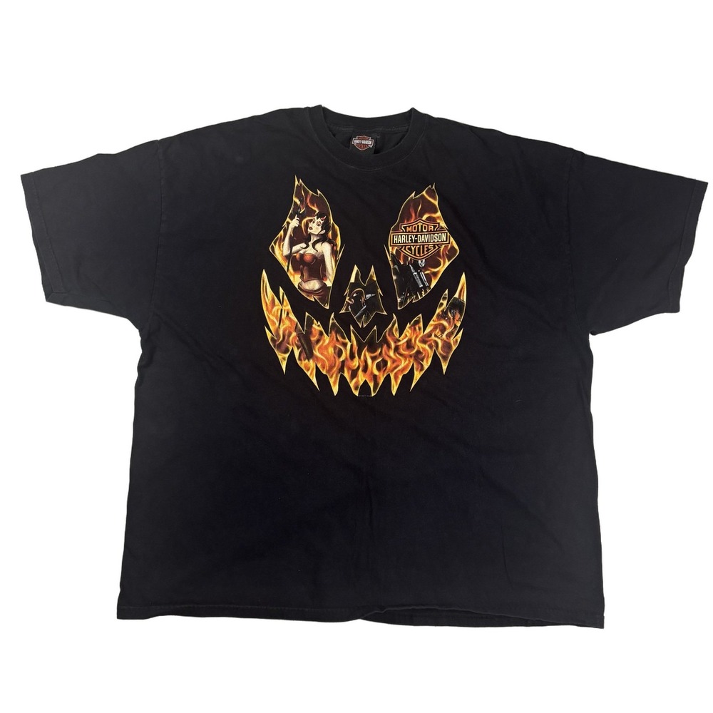 Harley-Davidson Halloween T-Shirt Sexy Devil Flaming Pumpkin 3XL Black